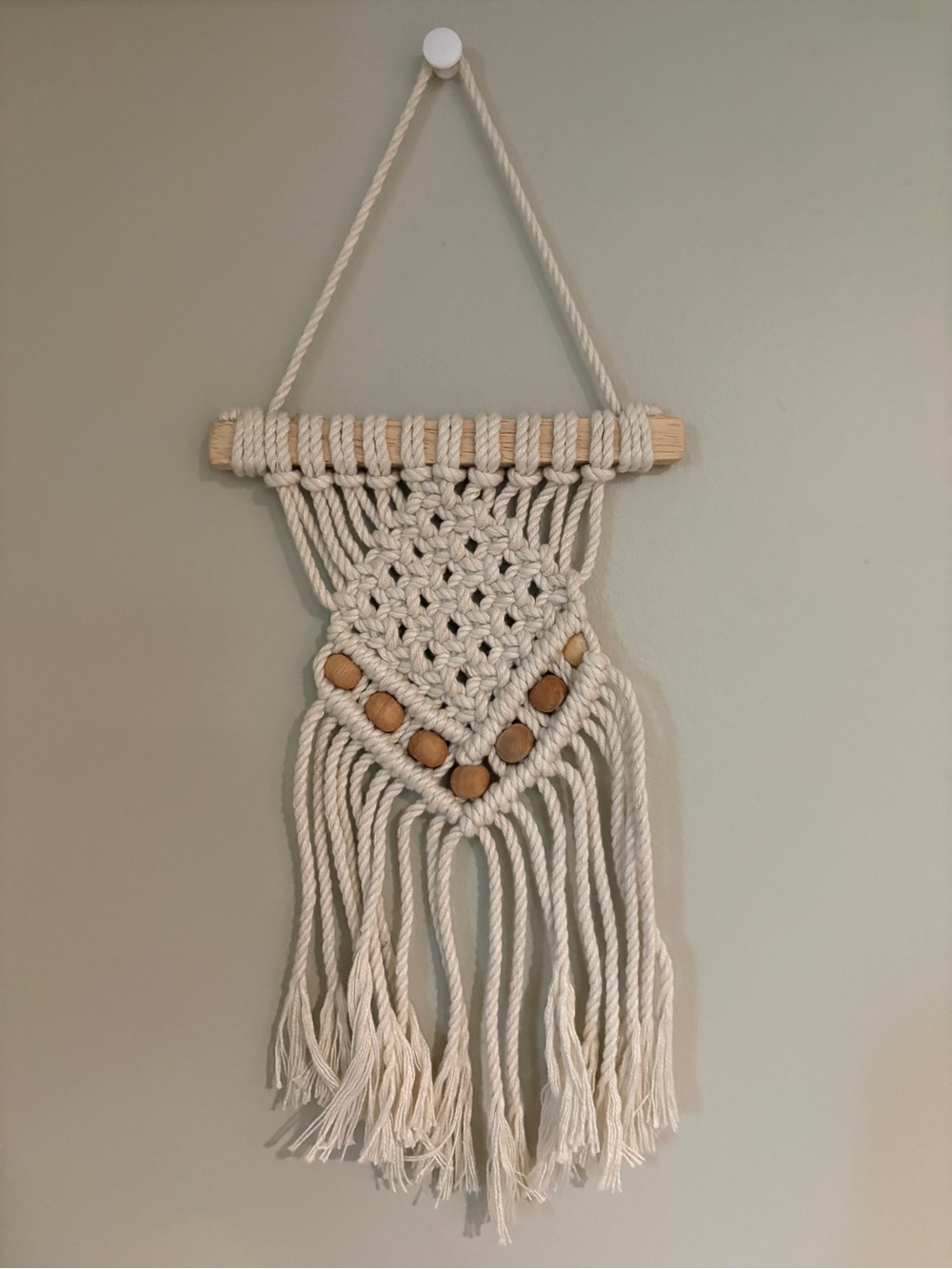 Boho Macramé Wall Hanging with Wood Beads